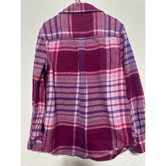 Outdoor Kids Plaid Flannel Button Up Shirt Purple Pink Blue Size S - Picture 4 of 6